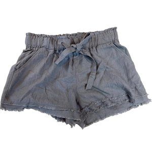 Rewash Women Cut-Off Shorts Mid Rise Front Tie Elastic Waist Gray Size Small